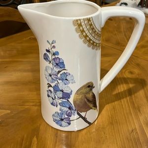 Bird ceramic tall vase/pitcher